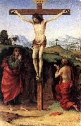 FRANCIA, Francesco Crucifixion with Sts John and Jerome dfh oil on canvas